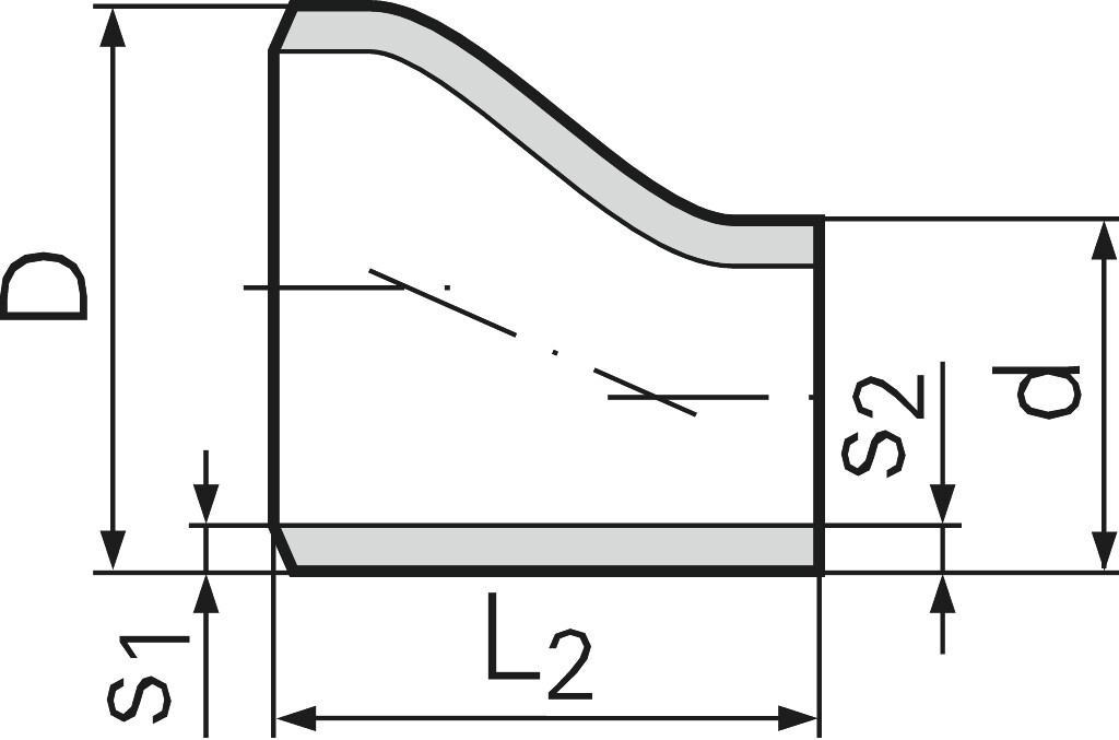 Red-Stk. EN10253-2 Typ A P235GH TC1 exz.  33,7 x  3,2/ 21,3 x  3,2 mm